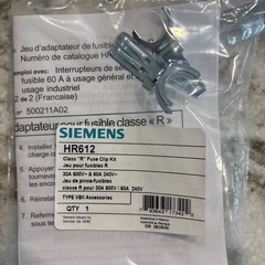 Siemens HR612 Class “R” Fuse Clip Kit, 30A 600v~ & 60A 240v~, Type VBII