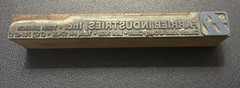 Farrier Industries Inc. , York, PA | Vintage letterpress printing block