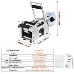 VEVOR Electric Labeling Machine Semi-Automatic Round Bottle Labeler 20-50pcs/min
