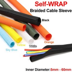 5mm-60mm Braided Split Cable Wire Sleeve Self-WRAP Wire Harnessing Sheathing