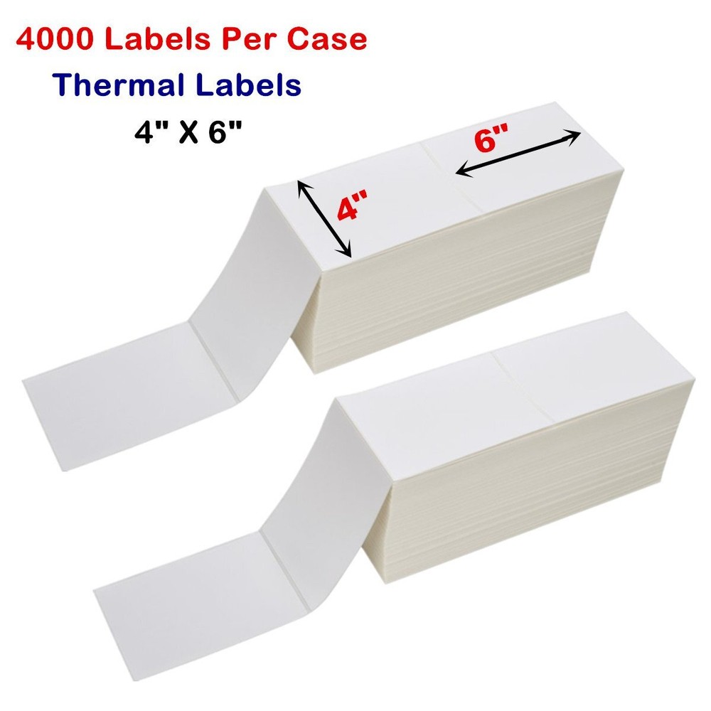 4000 Fanfold 4″ x 6″ Direct Thermal Shipping / Barcode Labels – for Zebra 2844