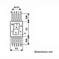 4pcs 7 segment LED Display Numeric Symbol 3mm Green AL304V SEL620 Gold pin USSR