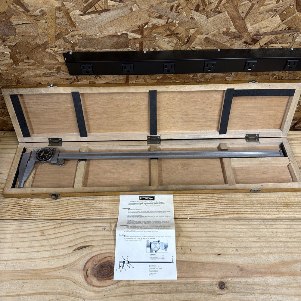 Fowler 24″ Dial Caliper Extended Range With Origional Wooden Case