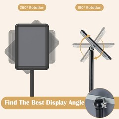 Sign Holder Stand 8.5 x 11 Inch w/ Snap-Open Frame & 360° Rotation for Malls