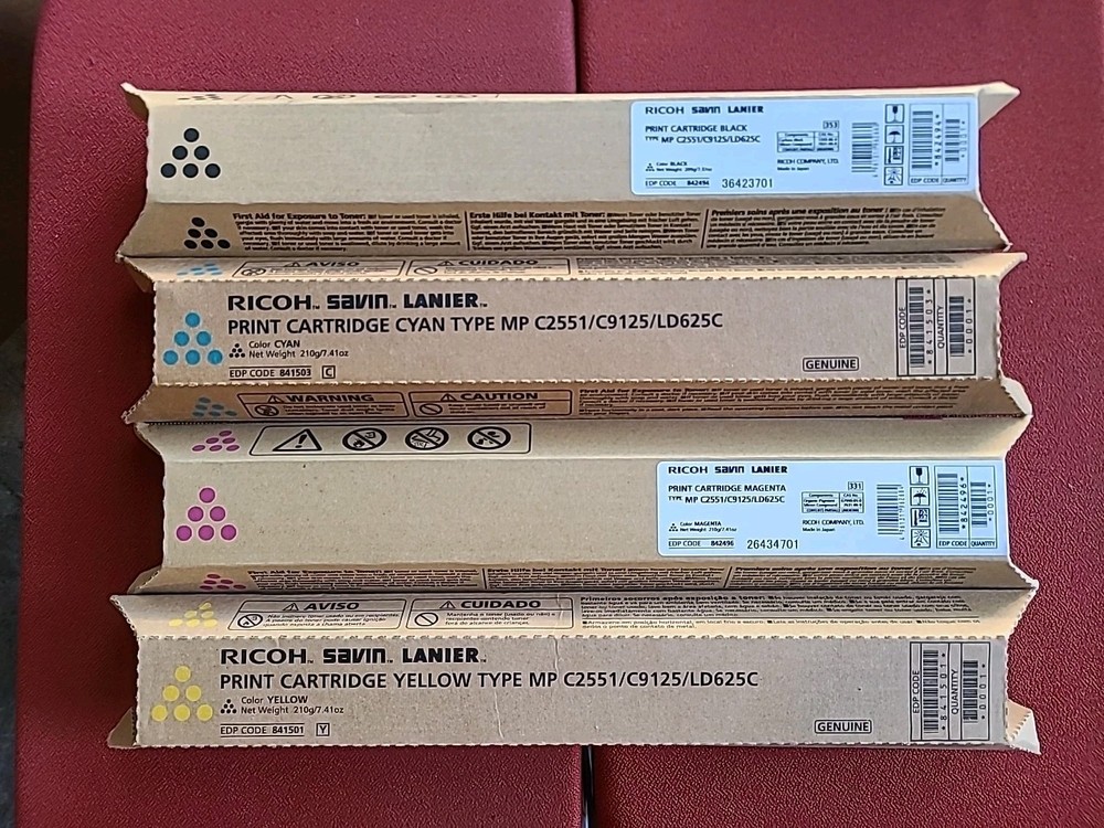 4 Ricoh Toner SET MP C2551 C2550 C2050 C2030 C2530 841280 841281 841282 841283