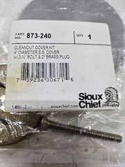 Sioux Chief 873-240 Cleanout Cover Kit 4″ dia. w/Bolt & 2″ Brass Plug (Lot of 3)