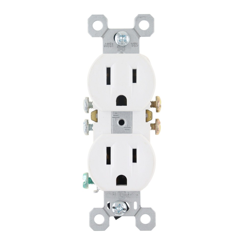 PASS & SEYMOUR 885-W DECORATOR DUPLEX RECEPTACLE, 15A, 125V, WHITE (10-PACK)
