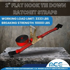 Heavy Duty 2″ x 30′ Ratchet Strap w/Flat Hook for Flatbed Truck Trailer Tie Down