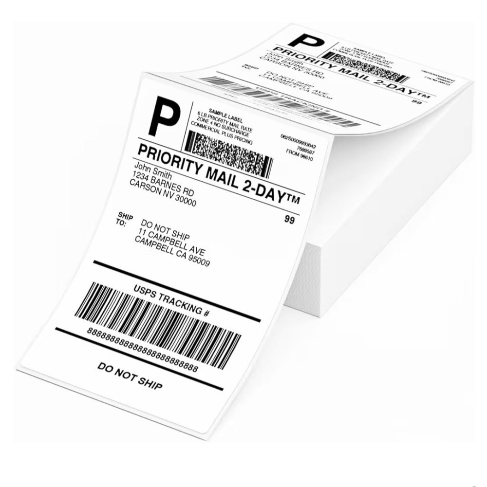 500 Fanfold 4″ x 6″ Direct Thermal Shipping Labels: Phomemo, Rollo, 4×6 Printers