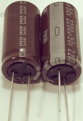 2x Nichicon PW 2200uF 50V High Endurance 105C radial capacitor 18mm Low-ESR