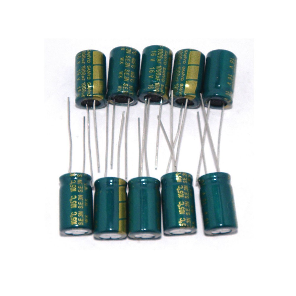 10Pcs 16V 1000uF Radial Electrolytic Capacitors Volume 1000uF16V 10×16 mm