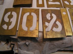 Vintage CH Hanson 45 Brass Stencils 4” Letters Numbers +Punctuation with OLD Box