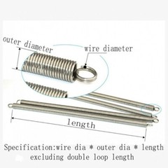 Stainless steel Extension spring with loop Wire dia 1.2-4mm OD 8-36mm Length 300