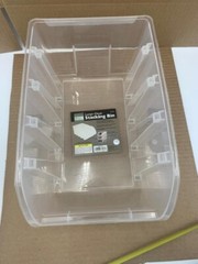6- Store House Large Clear Stacking Bins 12-3/4″ L x 8-1/4″W x 6″H Storage Tool