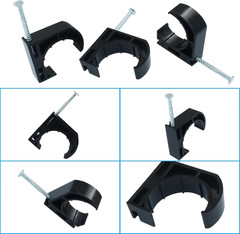 50 PCS 1″ Half Clamp Fixture Black J-Hook with Nail J Clamps For 1″ PEX Tubing/P