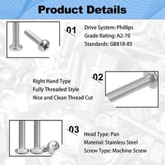 30Pcs M4x30mm Machine Screws Pan Phillips Cross Pan Head M40.7mm 1.18 in Scre…