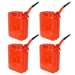 4PCS 20 Liter 5 Gallon Portable Car Jerry Gasoline Can Tank with Flexible Spout