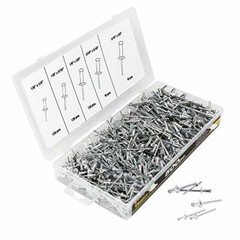 Aluminum Rivet Assortment Durable, 500-Piece with Box,Multiple Sizes pack of 500