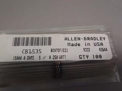 (100) Allen Bradley Quality Fixed Resistors RC07GF153J 15K Ohms 1/4 Watt -NOS