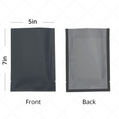 5x7in Matte Black Foil Mylar Flat Open Top Pouch Bag w/ Clear Back &Machine