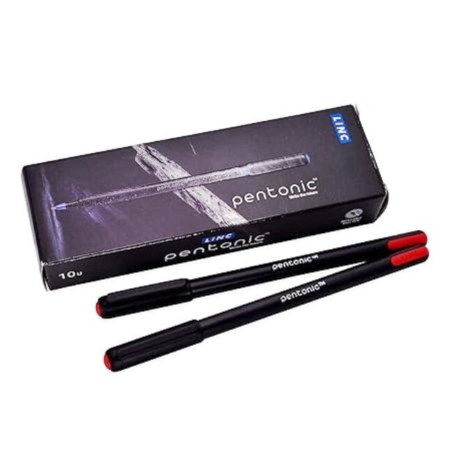 Pentonic 0.7 mm Red Ink Ball Point Pen Box Pack Black Body-Free Ship to USA, 10x