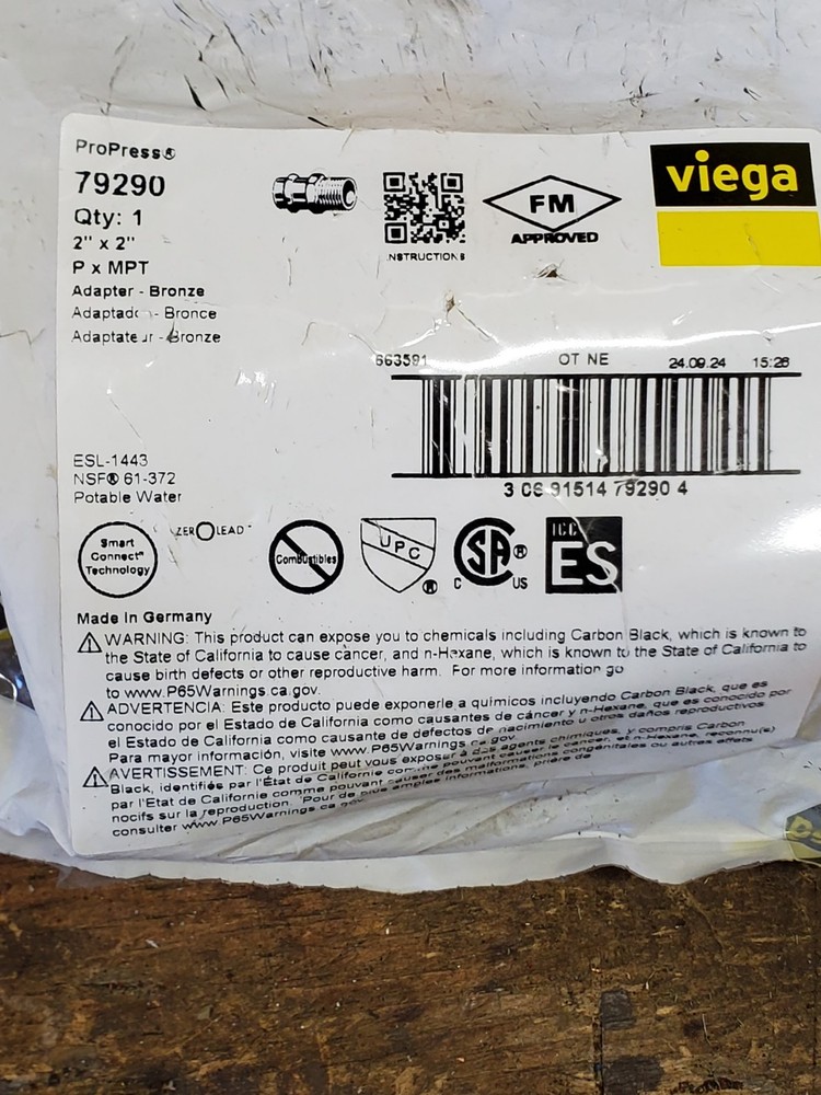Viega 79290 ProPress 2″ Male Adapter. 2″x2″ PxMPT Green Dot NEW IN BAG