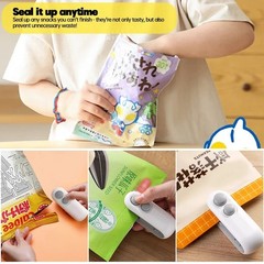 Mini 2 in 1 Bag Sealer Heat Sealer with Cutter and Magnet Rechargeable Resealer