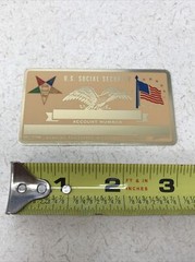 NEW Vintage SSN Social Security Card Metal USA Freemason Blazing Star Lodge
