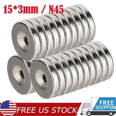 Neodymium Magnets Round Disc N45 Super Strong Rare Earth 15mm X 3mm Lot New