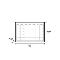 24 In. X 36 In. White Monthly Calendar Memo Board