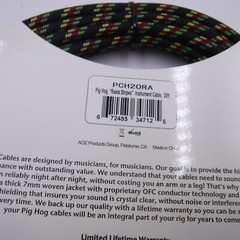 20′ Pig Hog PCH20RA Rasta Stripes Woven Instrument Cable 1/4″Straight