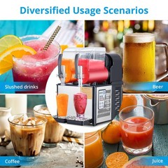 High-Capacity Dual-Tank Slushie Machine 7.2L Frozen Drink Dispenser 370W