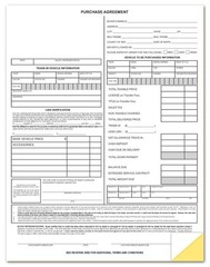 Vehicle Purchase Agreement Forms 2-Part 100 per Pack