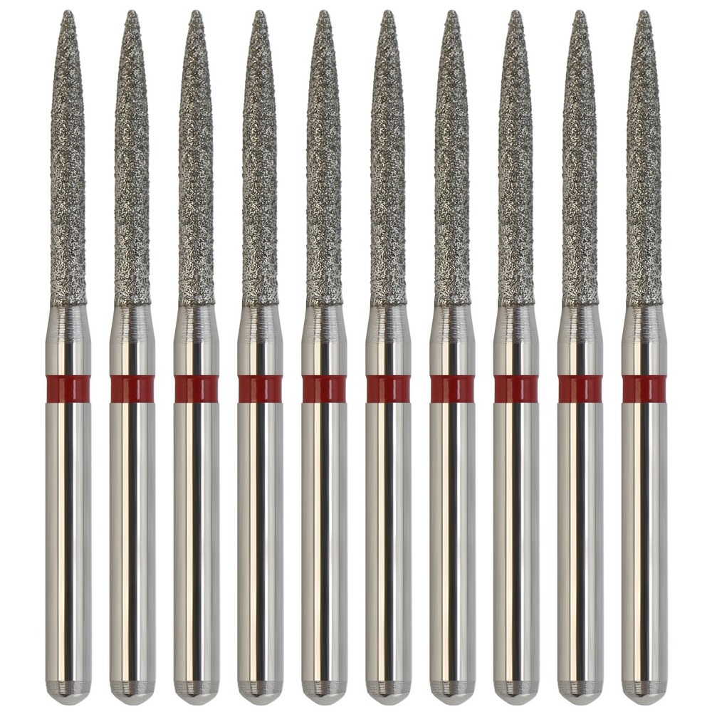Dental Diamonds Flame Burs 863/012F Fine Grit Red FG for High Speed Handpiece