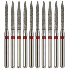 Dental Diamonds Flame Burs 863/012F Fine Grit Red FG for High Speed Handpiece