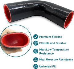 90 Degree Elbow ID 2.5” (63Mm) Silicone Hose Coupler, Reinforced 4-Layer Wall