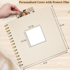 Hiwhy 8 x 8 Inch Scrapbook Photo Album Linen Cover, 8 40 Pages, Beige