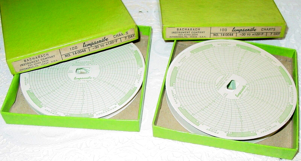 Bacharach 7 Day Charts Instrument Company 140 Tempscribe 14-0044 Lot NOS USA