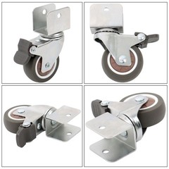 4 Set 2 Inch U-Shaped Bracket Furniture Casters 360-Degree Grey Wheels
