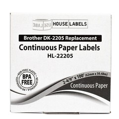 1 to 100 Rolls – Non-OEM Fits BROTHER DK-2205 Labels or REUSABLE FRAME