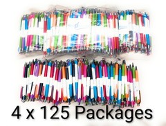 500 Bulk Misprint Pens Lot MARDI GRAS by HUB PEN White & Multicolor Mixed Case