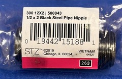 STZ Black Steel Pipe Nipple Connector 1/2in x 2in