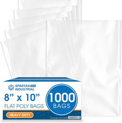 8″ X 10″ Open-End Flat Poly Bags (1000 Count) – 2 Mil Clear Plastic Bags for Pac