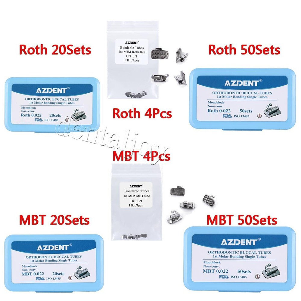 Dental Ortho Buccal Tubes 1st Molar Bondable Monoblock Non-Conv Roth/MBT 0.022