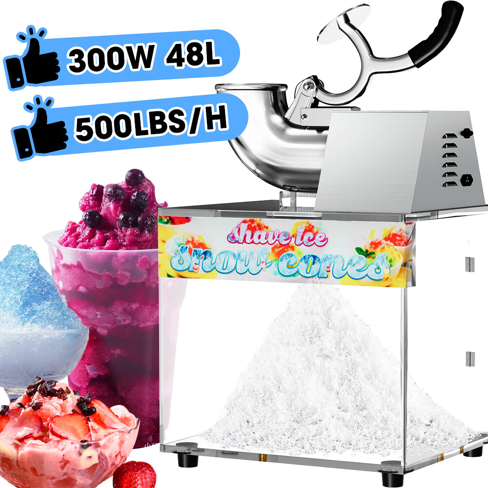 VNN 500LBS/H Commercial Snow Cone Machine Electric Ice Shaver Ice Crusher 48L