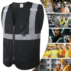 JKSafety Safety Vest for Men Women Hi Vis Construction Medium, Black