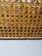 Vintage Bamboo & Rattan Cane Wood Surface Top Desk Top Letter Organizer