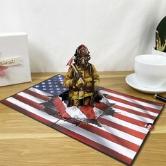 PQDGlobal 3D Firefighter Popup Card – 5.9 inches x 7.9 inches,