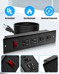 Compact in-Drawer Charging Station Power Strip with PD 20W USB Ports*2 AC…