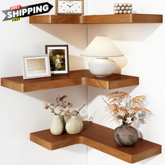 Fixwal Corner Floating Shelves for Wall 16″ x 11.4″ x 5.5″, Rustic Brown